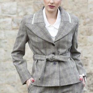 Classiques Enterier Button Career Office Linen Blend Blazer Tie Designer Jacket